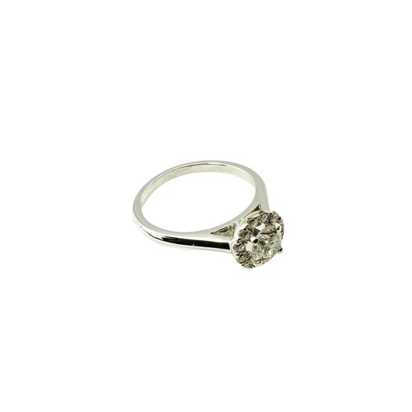 Vintage 14 Karat White Gold Diamond Halo Engagement Ring Size 5.5 #11686 - Picture 5 of 9